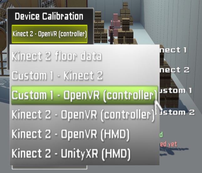 Starting coordinate alignment/calibration via RUISMenu